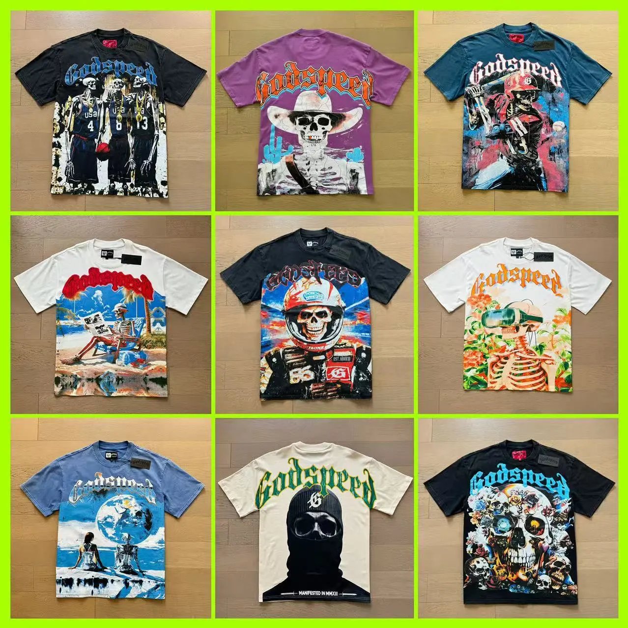 2025 Summer New European and American Skeleton Rock Band Unisex Loose Short-sleeved T-shirt for Teenagers