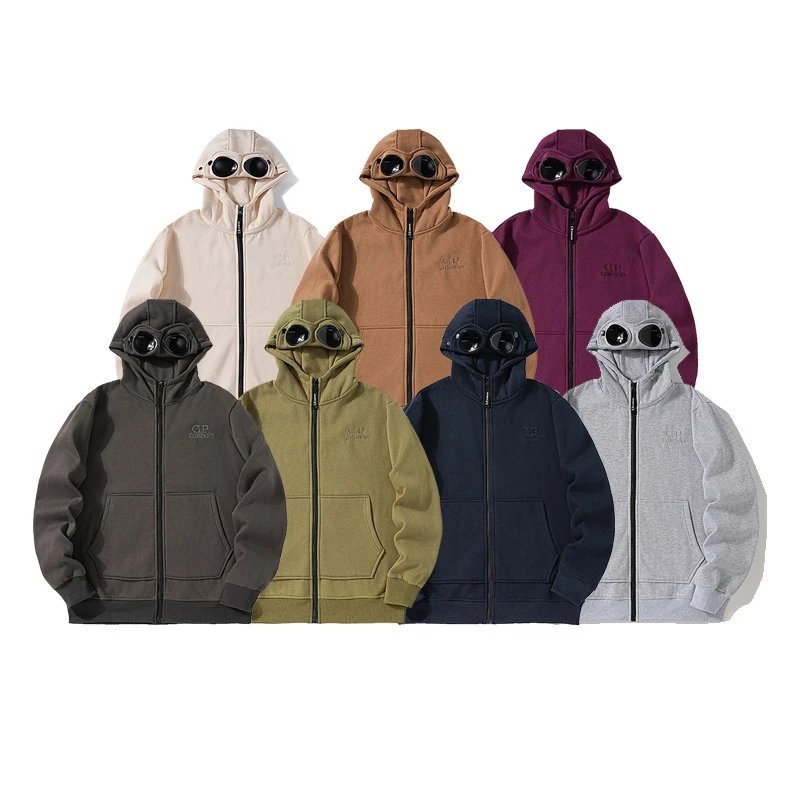 Autumn and winter casual men's and women's glasses zipper sports hooded sweatshirt jacket