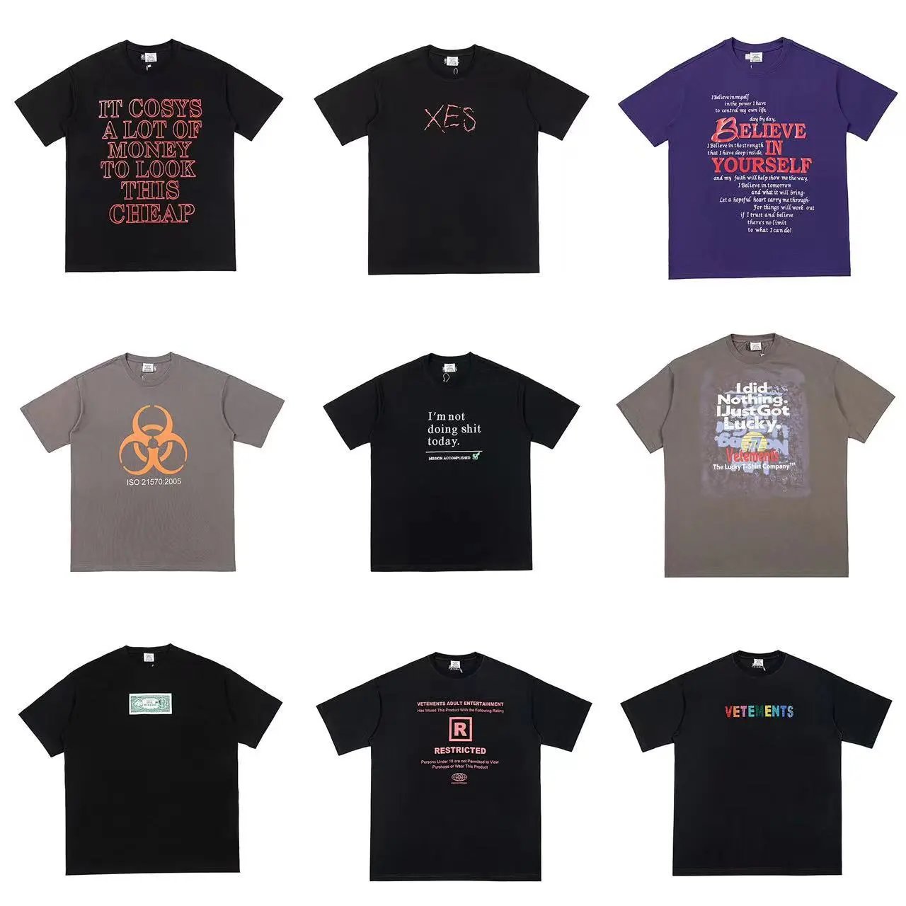 Embroidered round neck short-sleeved T-shirt, high street hip-hop, casual and loose for men and women