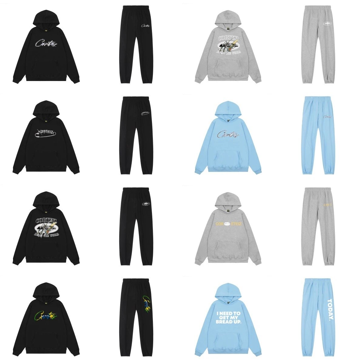 Letter print street trend men and women couple loose hooded sweatshirt sports suit