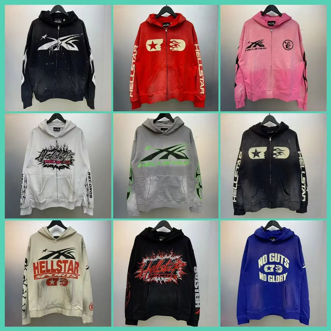 New retro cardigan hooded letter print hoodie for men and women washed and distressed sweatshirt