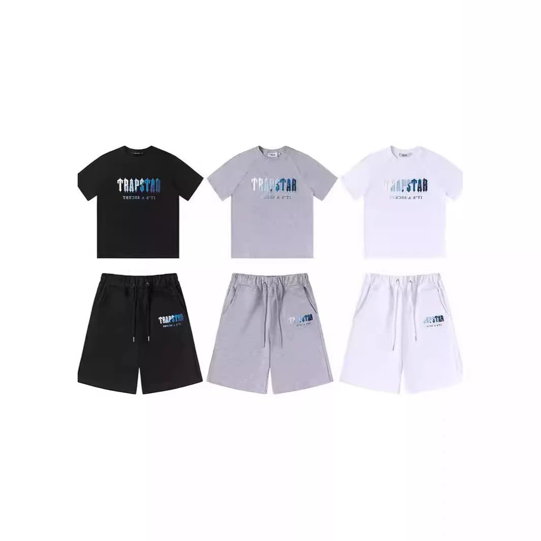 Embroidered Letter Casual Loose Casual Color Towel Embroidered Suit Short Sleeve Shorts