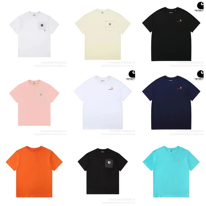 Velcro pocket men's and women's loose short-sleeved T-shirts