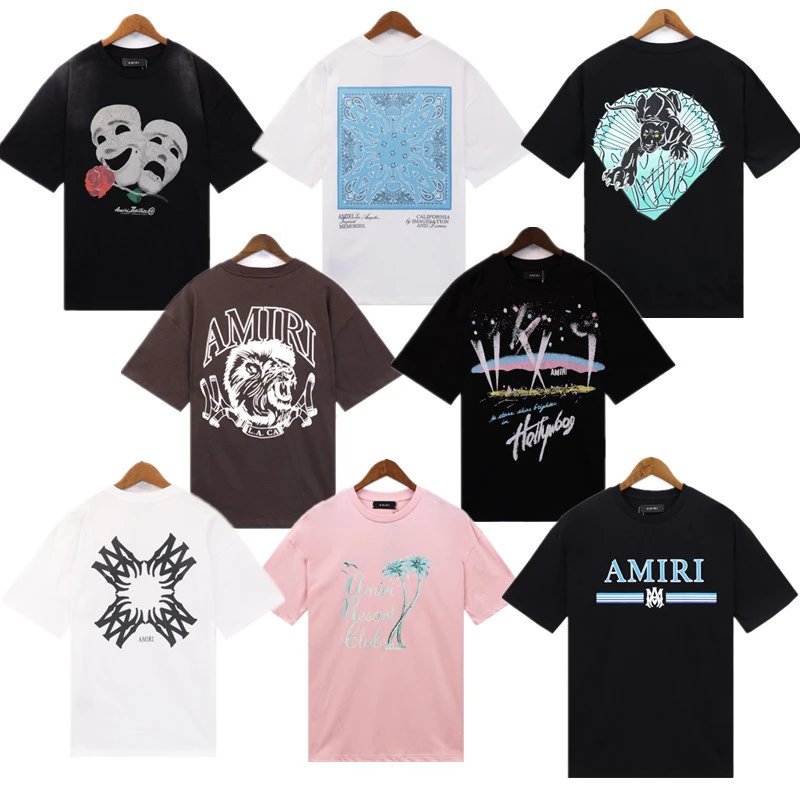 Versatile loose cotton round neck printed short-sleeved T-shirt for men and women for summer