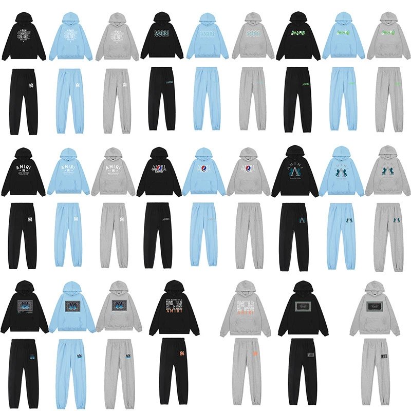 fleece hooded sweatshirt casual sports suit printed trousers for men