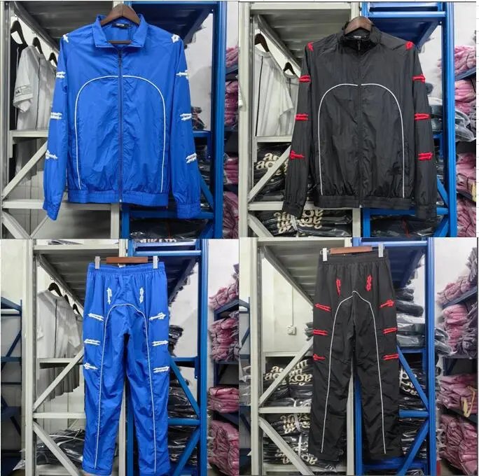 Jacket suit embroidered webbing zipper windbreaker trousers