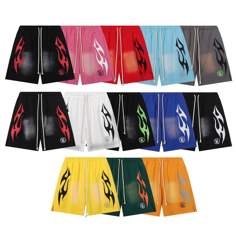 Casual sports terry washed distressed retro youth shorts for men