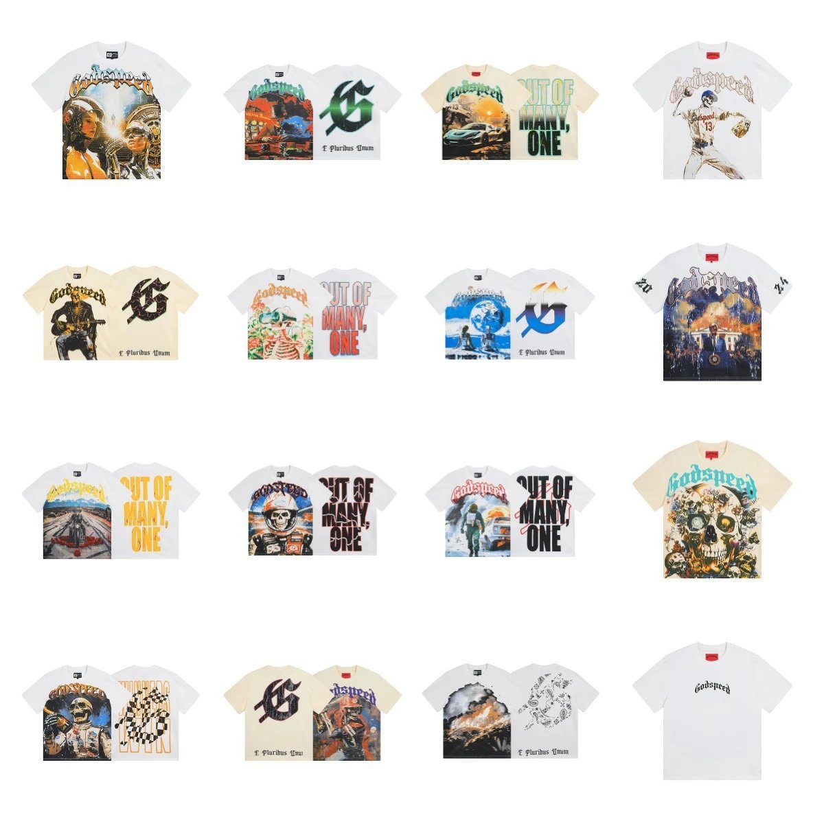 Washed short-sleeved T-shirt for men and women high street rock half-sleeve