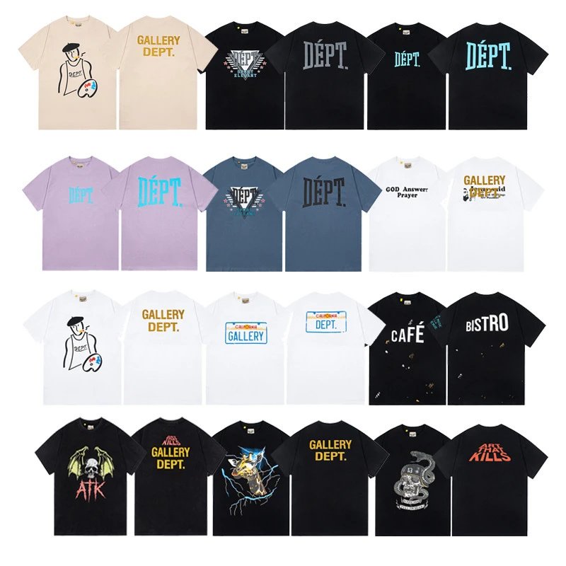 Washed distressed short-sleeved T-shirts for men and women high street half-sleeved
