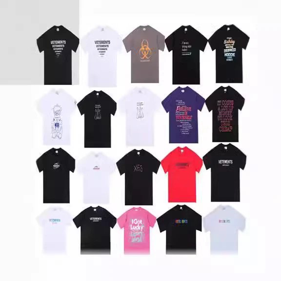 Embroidered round neck short-sleeved T-shirt high street casual for men and women