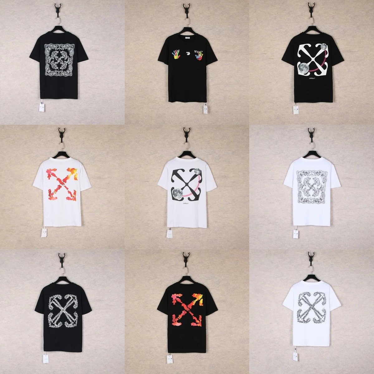 Blue arrow printed round neck large size loose pullover short-sleeved T-shirt for men summer
