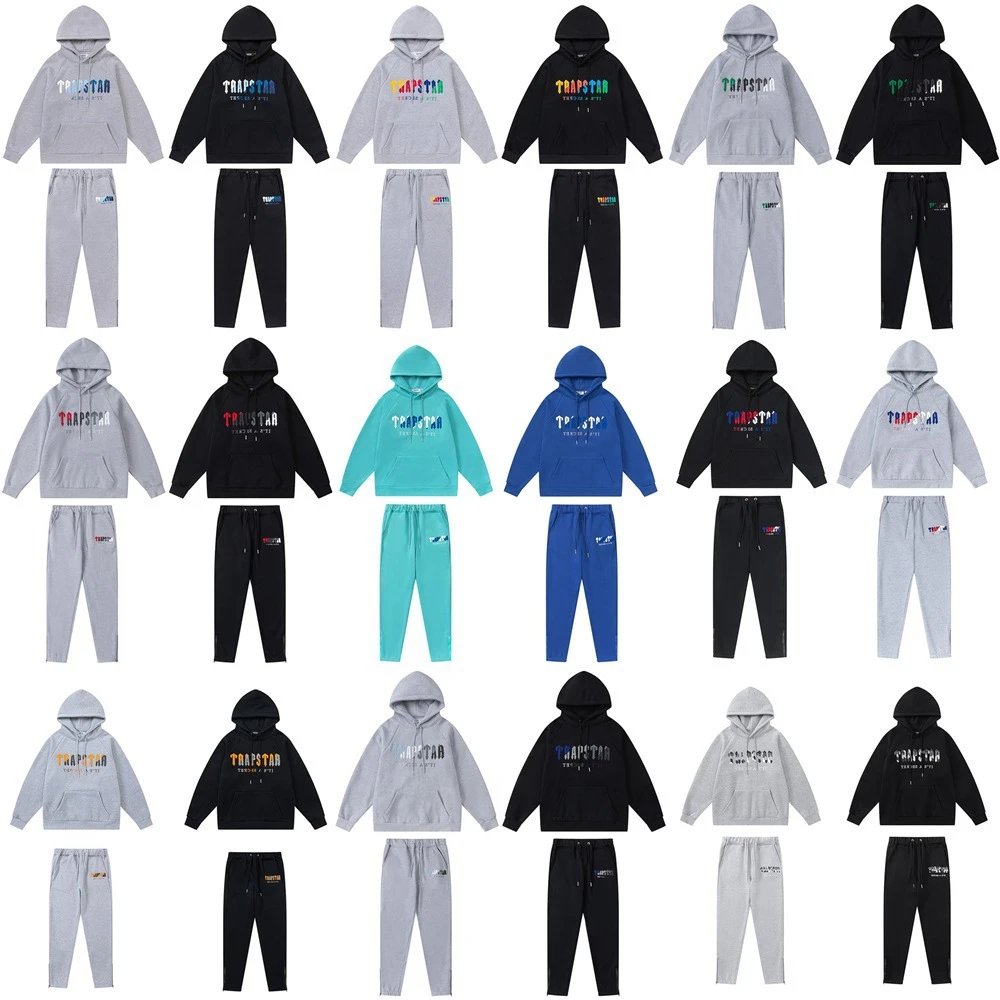 Tiger head towel embroidery hooded fleece sweatshirt and sweatpants spring loose suit for men and women